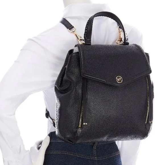 MICHAEL KORS Signature Logo Black Freya Top Handle Black Backpack NWT Michael Kors Womens Sheila Medium Logo Backpack (Black  main image 3